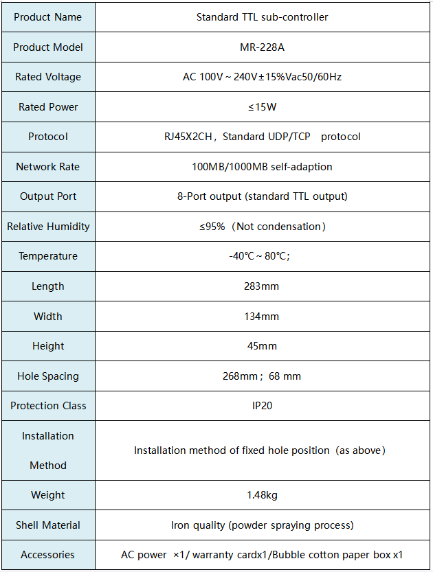 MR-228A Parameters