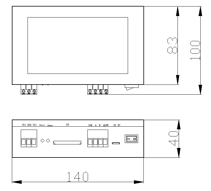 XB-C100 DMX encoder dimensions